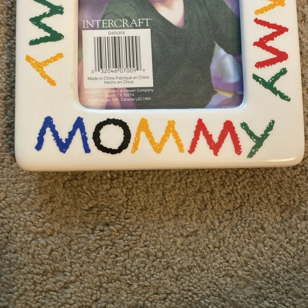VINTAGE 1998 INTERCRAFT CERAMIC PHOTO FRAME CRAYON-STYLE PRINT 